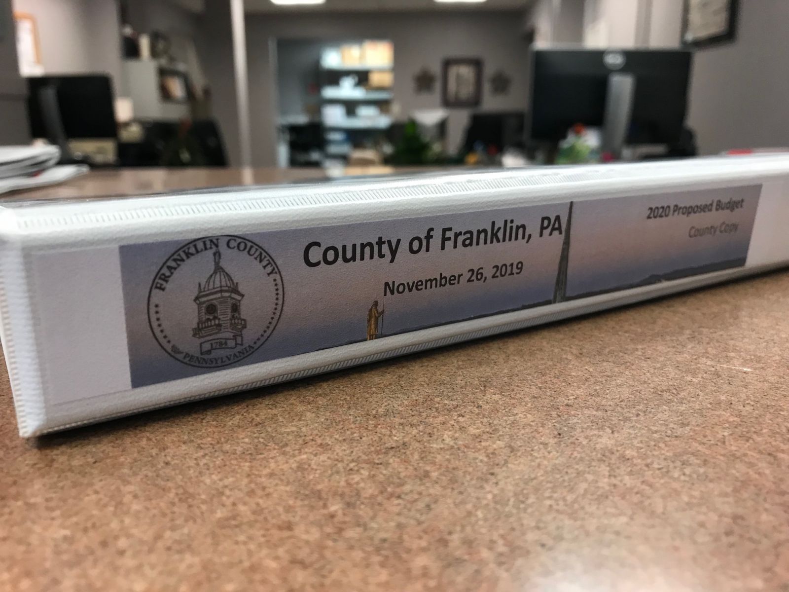 The Counter Copy of the 2020 Proposed Budget for Franklin County at the Commissioners Office at 340 N. Second Street.
