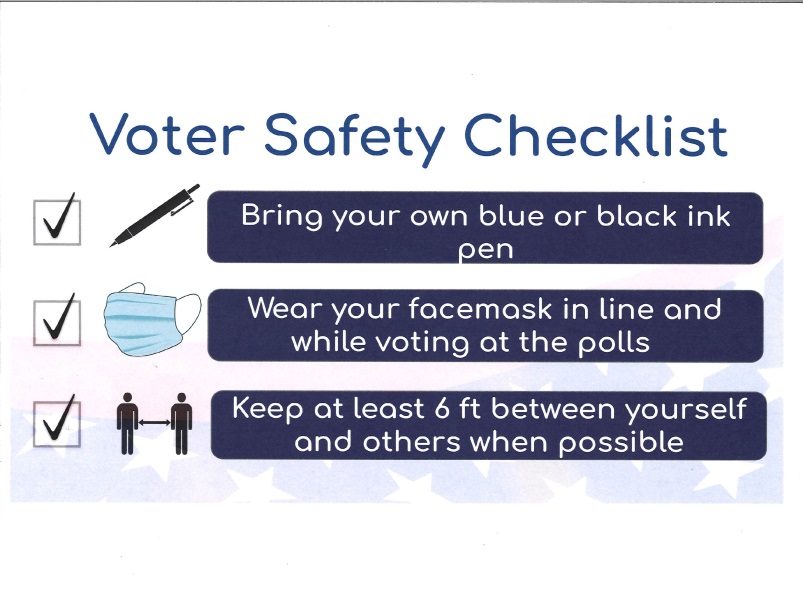 Voters Checklist: Bring a pen, Wear a mask, keep 6 feet apart