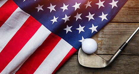 American Flag and Golf Club