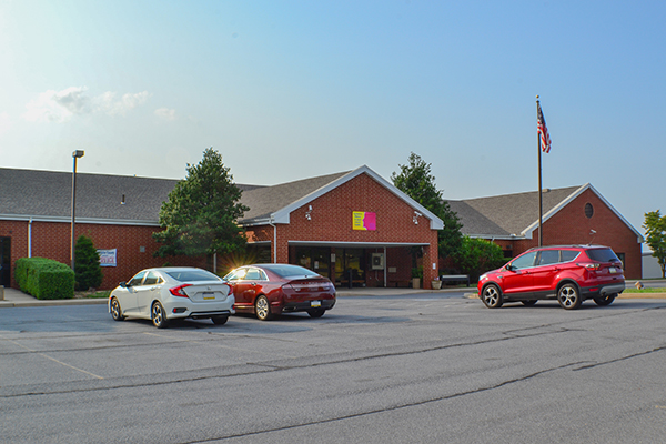 The human services building and parking lot