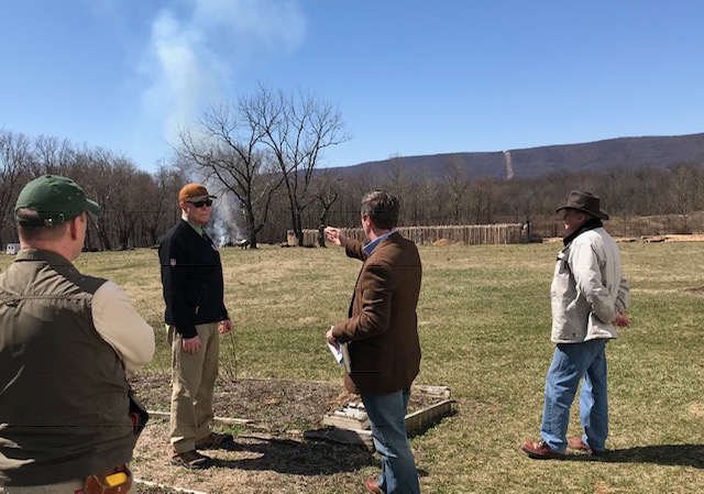 Franklin County Commissioner Bob Thomas is given a tour by Andrew Newman, President of the Fort Loudoun Historical Society.