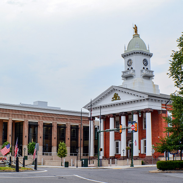 The exterior of the judicial center and courthouse